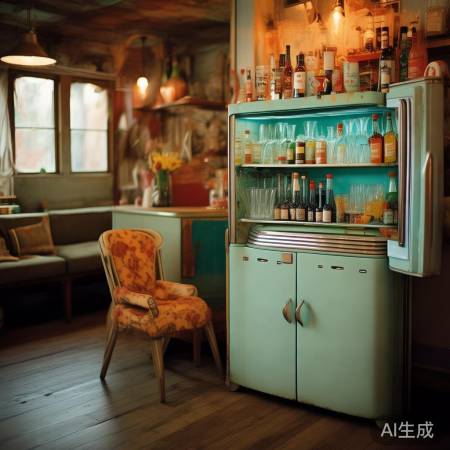 复古冰箱变温馨小酒吧