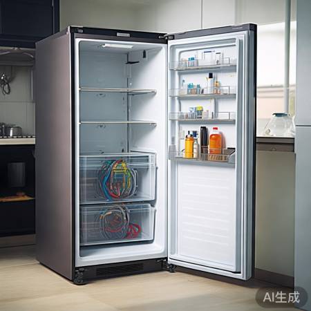 拔掉线缆，自由观察冰箱内部。