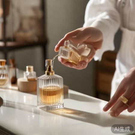 倒香水入玻璃瓶