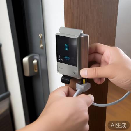 指纹锁连接电源，勿错极