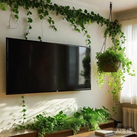 植物美化电视墙，净化空气