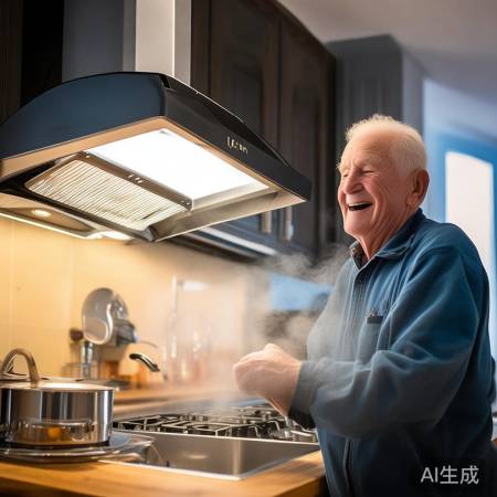 王大爷换节能抽油烟机开心