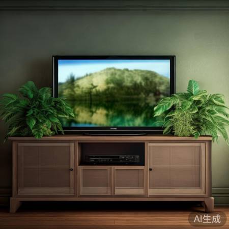绿植美化电视柜,净化空气增惬意