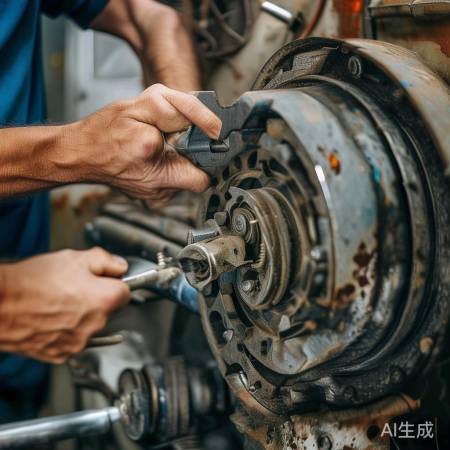 拆旧皮带轮,小心勿损部件