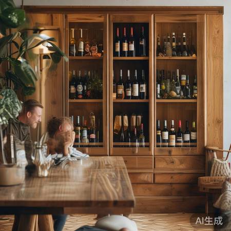 红酒柜搭配餐桌，自然生活艺术