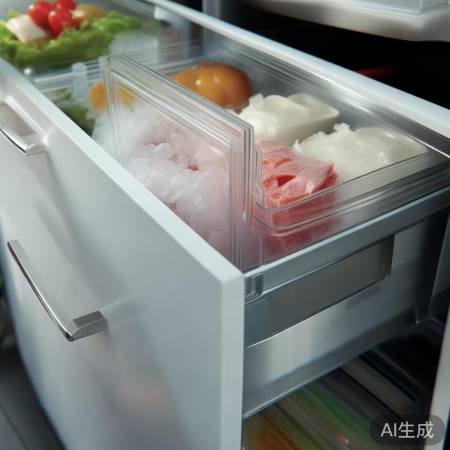 法式冰箱保鲜分隔,干冰降温。