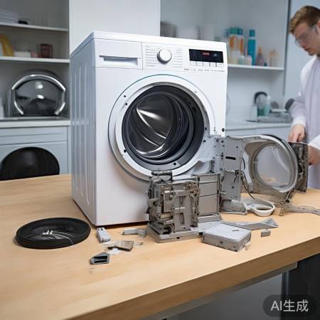 拆装洗衣机，分类放置零件