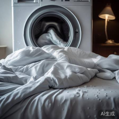 “洗衣机湿被褥梦，家务疲惫或细
