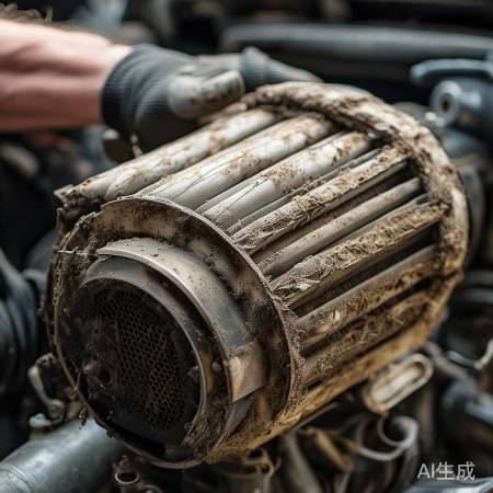 拆下旧滤网，清理灰尘。