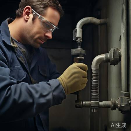 关闭阀门，拧螺丝取管