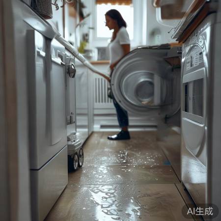 “洗衣机暂停，检查异常。”