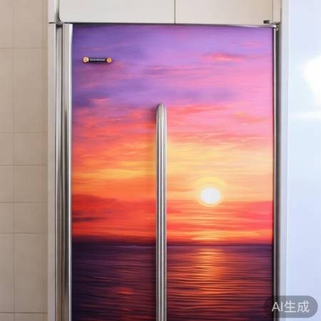 冰箱门变日落画