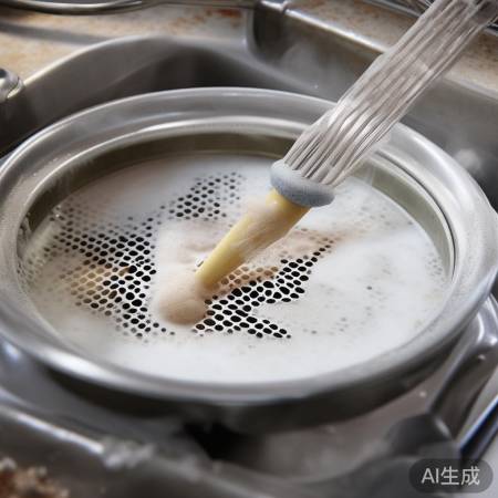 清洗细密过滤网,油渍用小苏打除